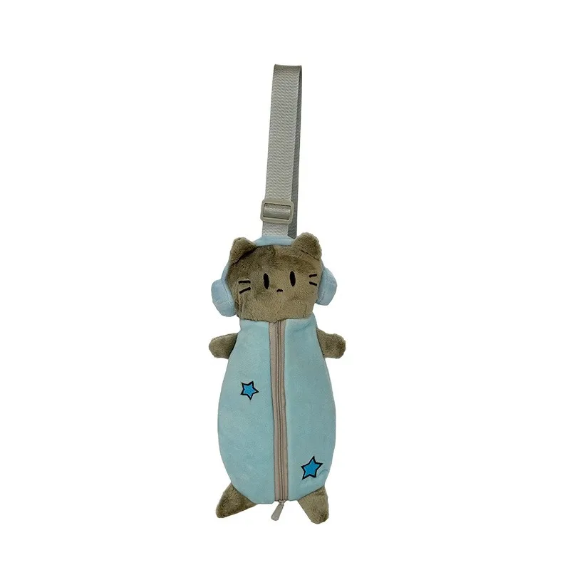 

2025 New plush headphones cat chest bag girl cute cartoon crossbody bag women small mobile phone bag