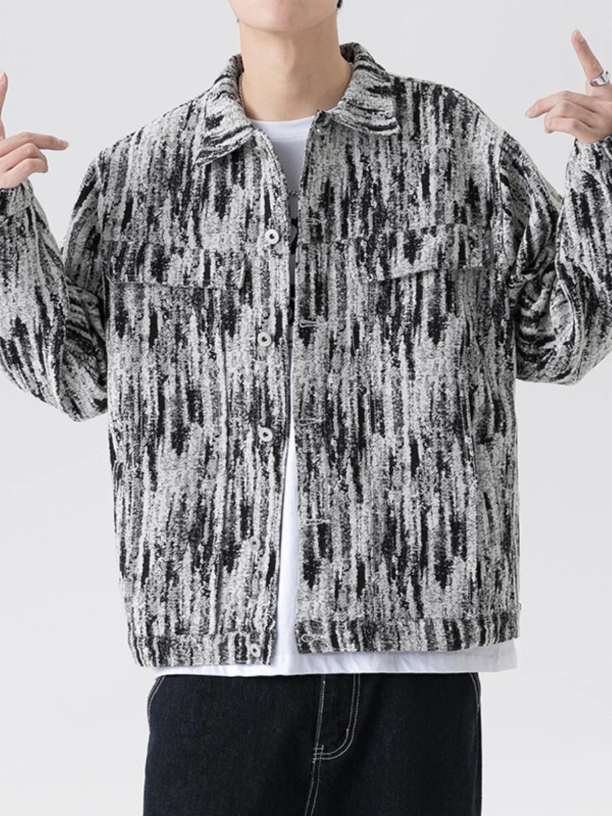 

Waed Vintage Men's Denim Jaet Loose Fit High Street Sle Autumn New Arrival Workwear Jaet Cool Brand Youth Faion Top