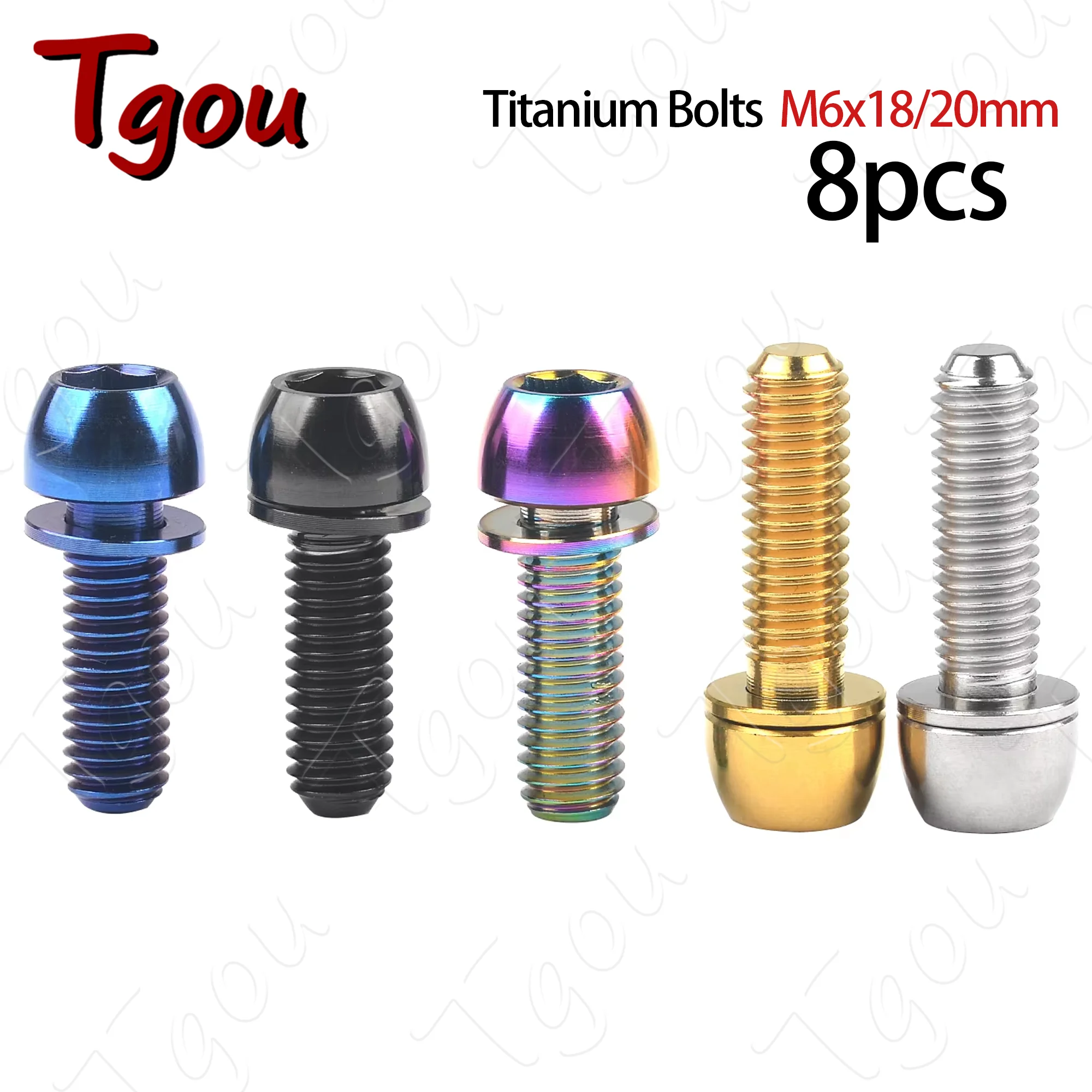 

Титановый болт Tgou M6x18/20 мм, внутренний шестигранный винт с шайбами для зажима штока велосипедного дискового тормоза, 8 шт.