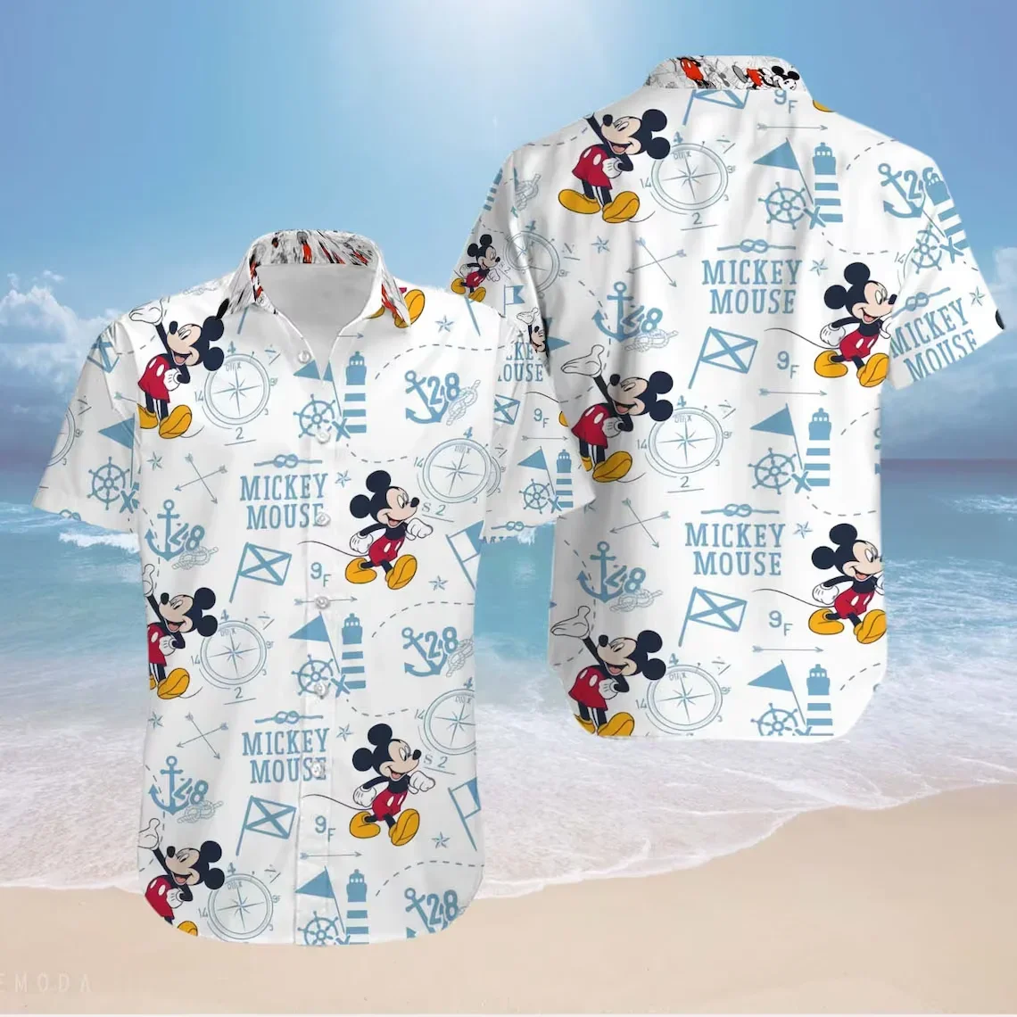 

Disney Mickey Mouse Hawaiian Shirt Men's Women's Disneyland Short Sleeve Button Up Shirt Casual Fashion Beach Shirt Vintage Tops