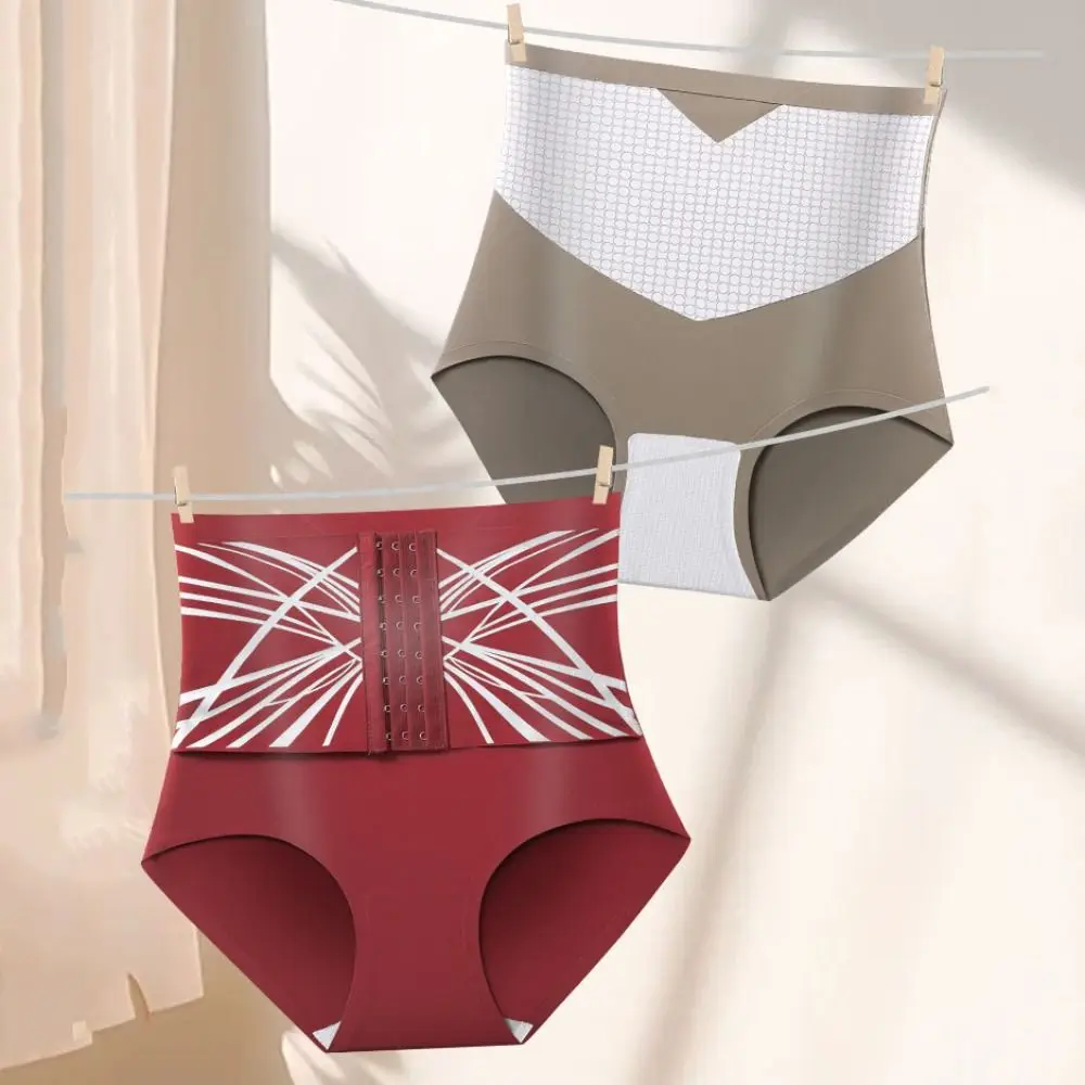 

High Waist Postpartum Body Shapers Stripe Shapewear Butt Lifter Briefs Underpants Belly Contracting Slimming Buckle Shapers