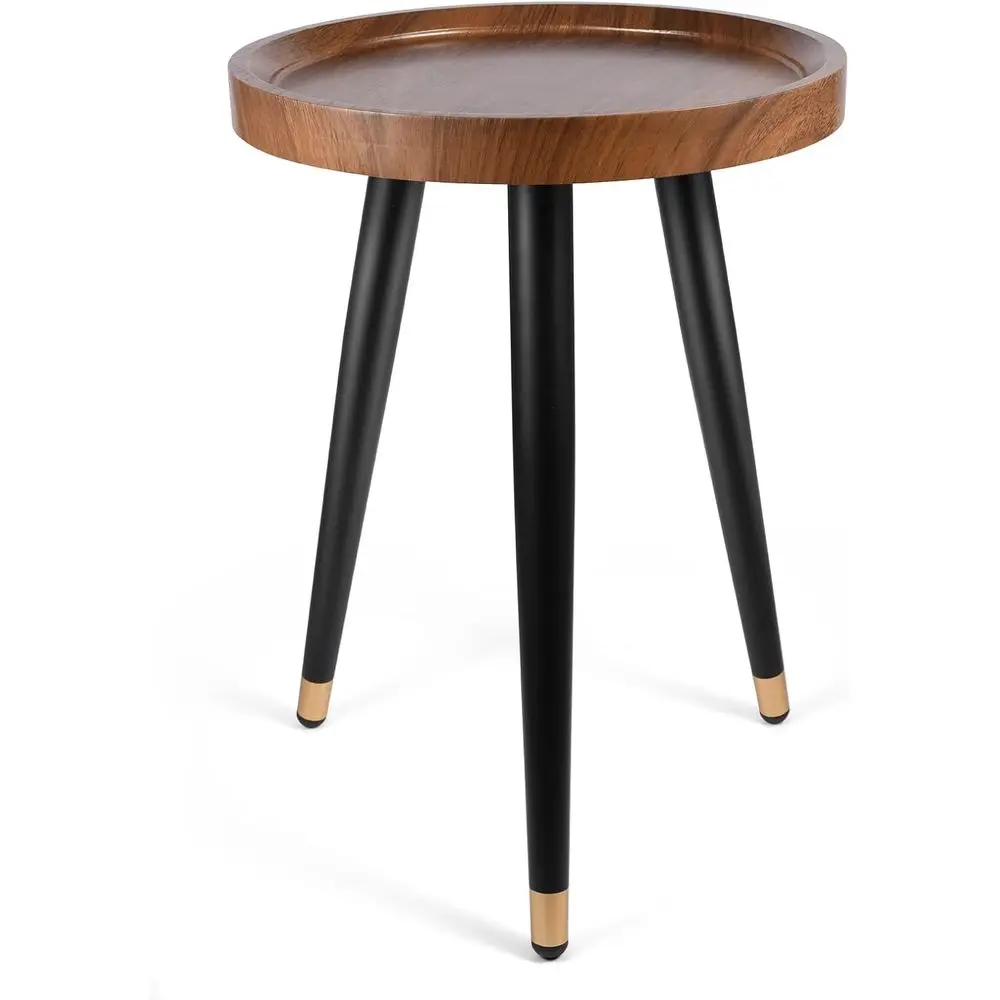 

Подставка для растений из орехового дерева для помещений, прочная металлическая высокая подставка для цветочных горшков, круглый маленький приставной столик с рельефным дизайном (12x17)