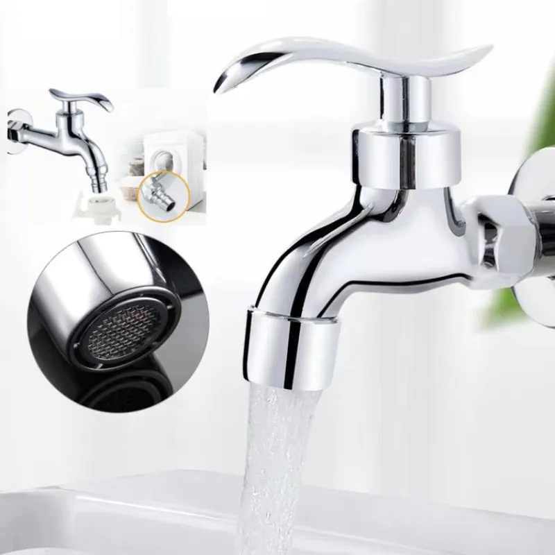 

Washing Machine Faucets Silver Single Cold Wall Mounted Bathroom Bath Toilet Corner Brass Faucet Outdoor Garden Mop Pool Taps