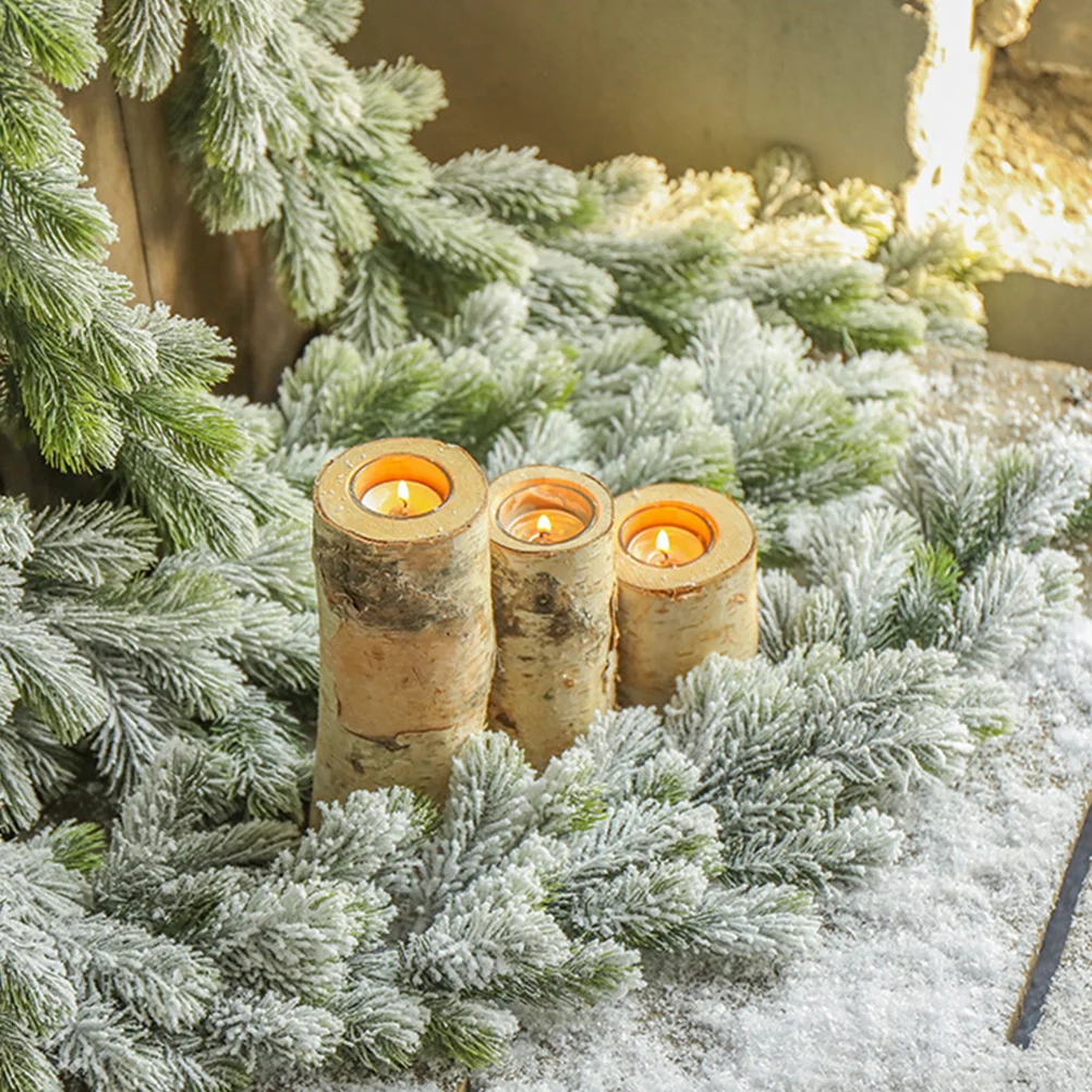 

Birch Wood Creative Holder Pastoral Style Decorative Shelf Ornament Birch Wood Candlestick