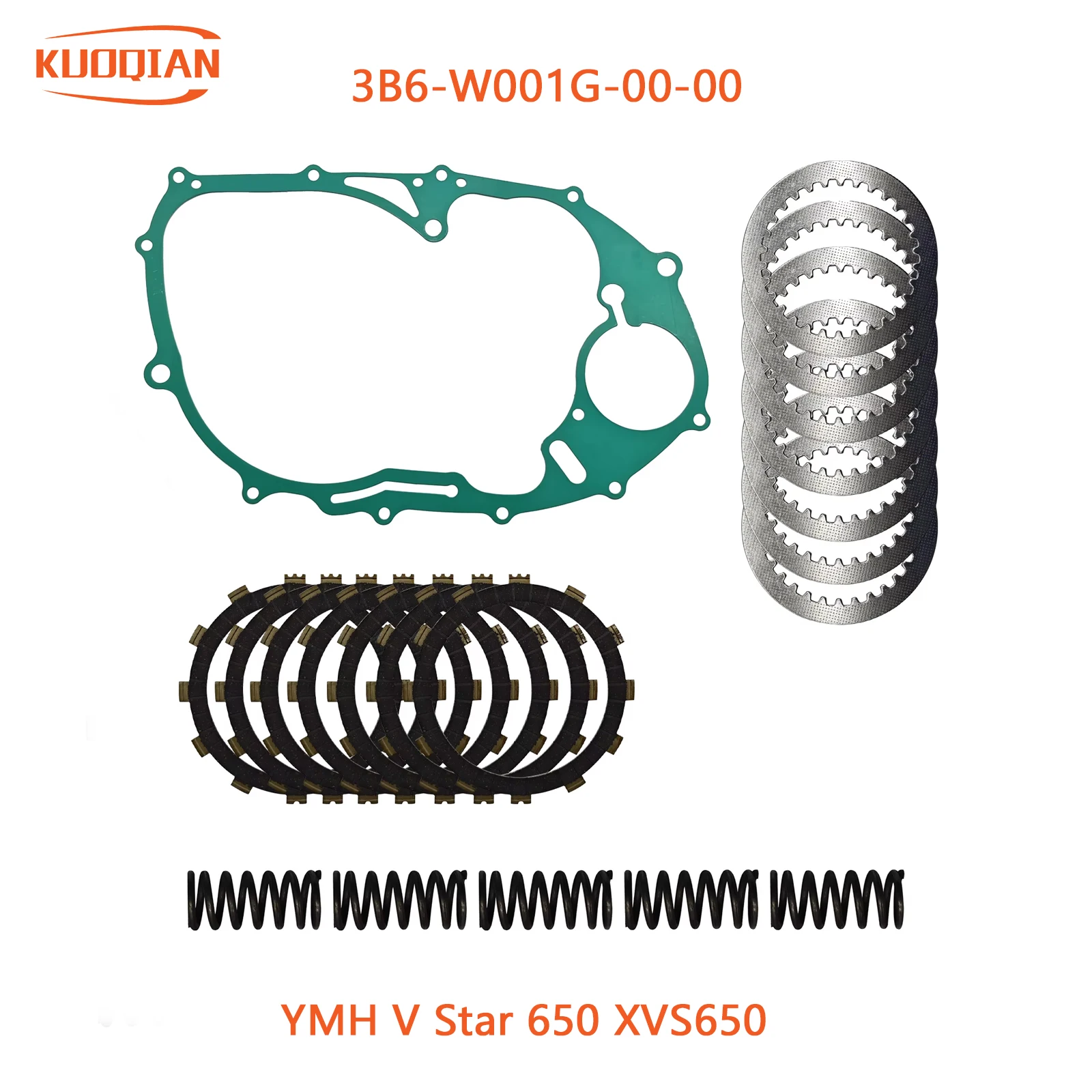 Complete Clutch Kit Heavy Duty Springs and Gasket 3B6-W001G-00-00 for YMH V Star 650 XVS650 Replacement