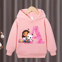 Gabby Dollhouses Children Hoodies Kawaii Cartoon Letter Hoodie Kids Casuals Hooded Sweatshirt Autumn Winter Girls Clothing