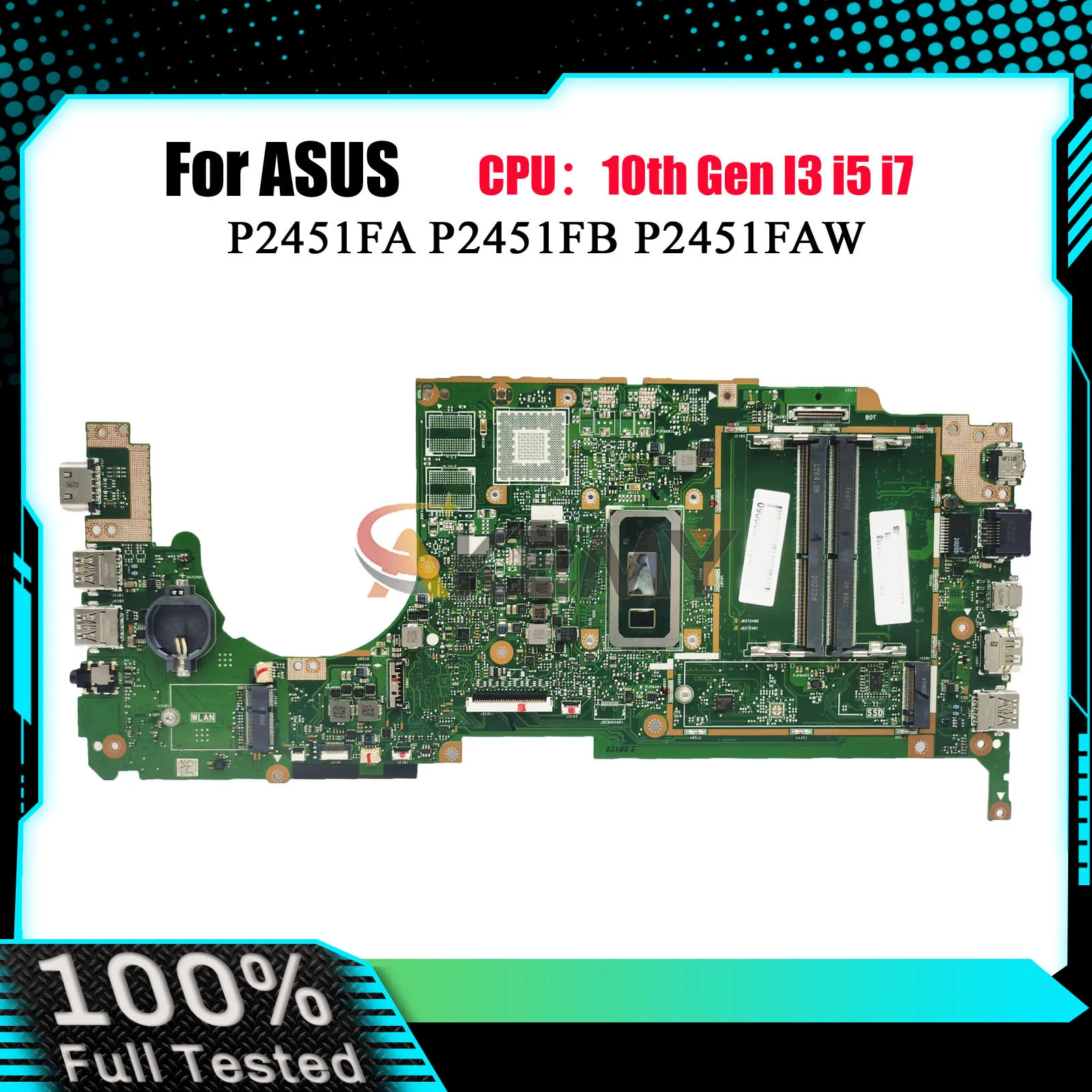 P2451FA Laptop Motherboard For ASUS ProArt P2451FAW P2451FAV P2451FB P2451FA P2451F Notebook Mainboard With 10th Gen I3 i5 i7