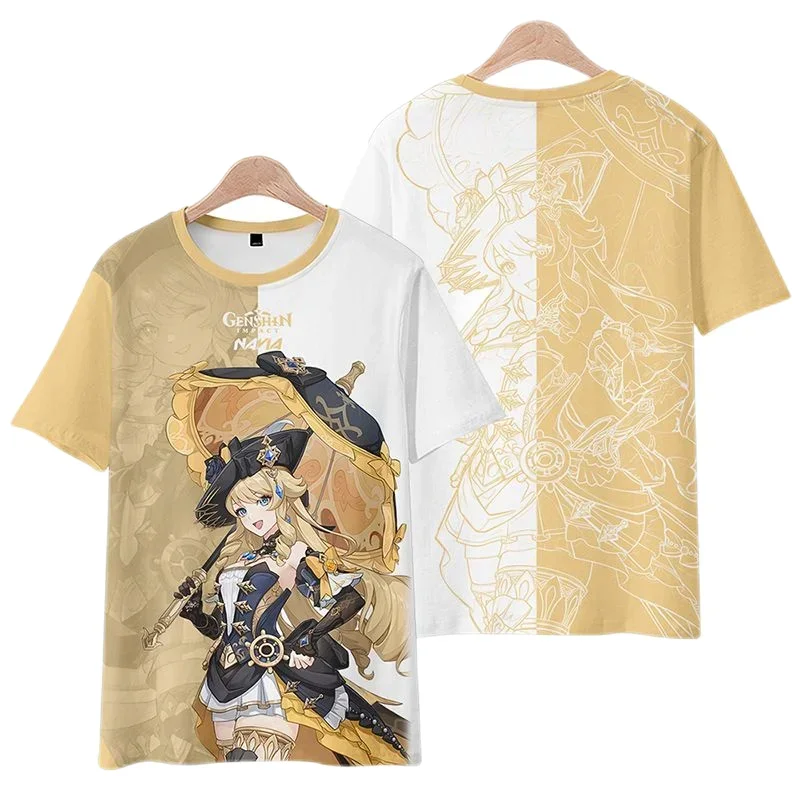 ゲーム原神インパクト 3D プリント tシャツ男性服かわいいグリルナヴィアグラフィック tシャツ原宿ファッション女性 tシャツ少年 tシャツトップス