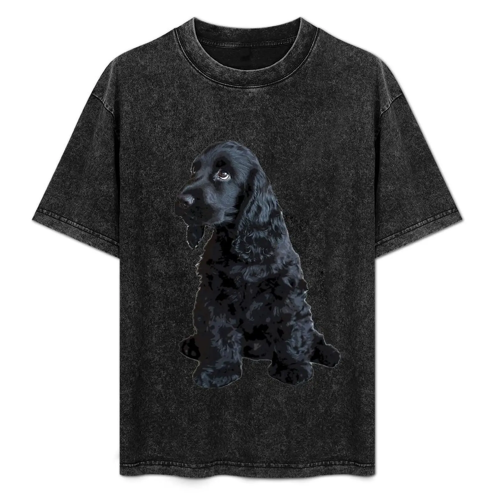 

English Cocker Spaniel Cute Black Puppy Dog T-Shirt Work Outdoor T-Shirt for Men