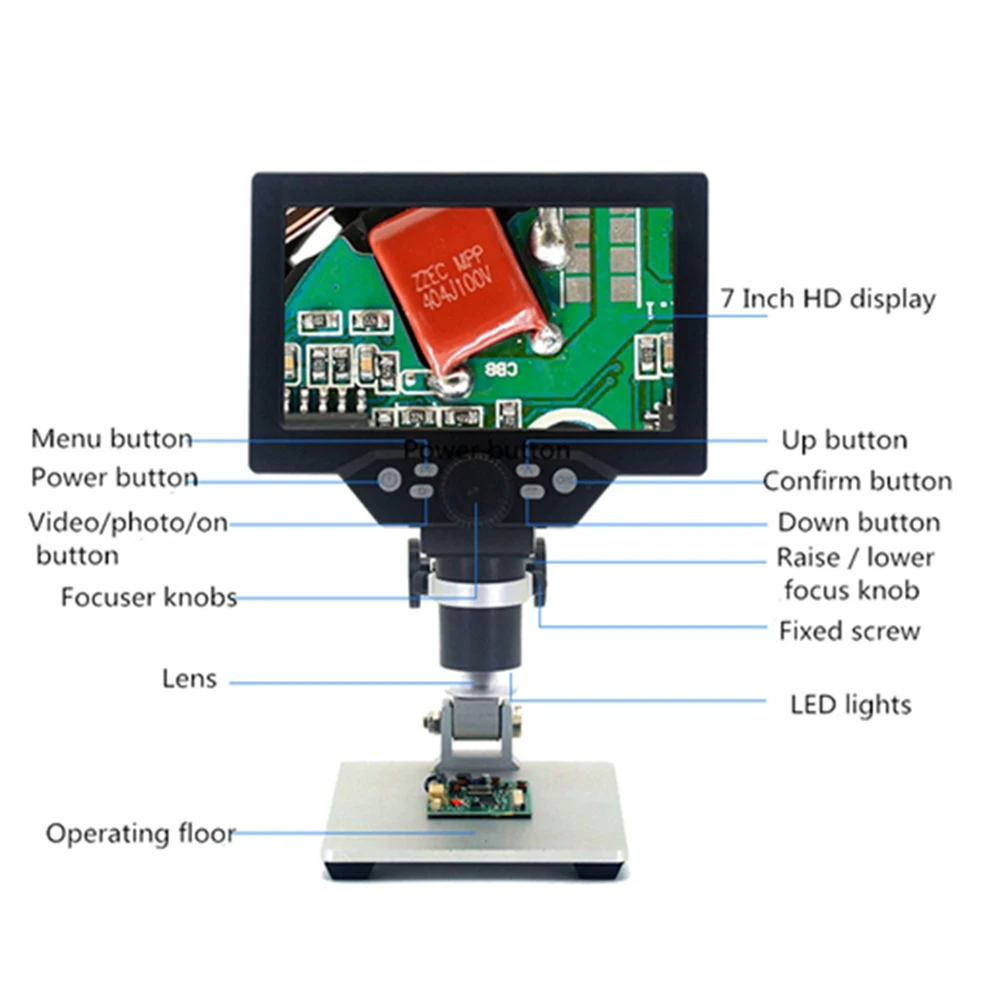 G1200 Digital Electronic Microscope,1200X Continuous Zoom and Magnification,Adjustable Angle,Multilingual,1080FHD,PCB Repair