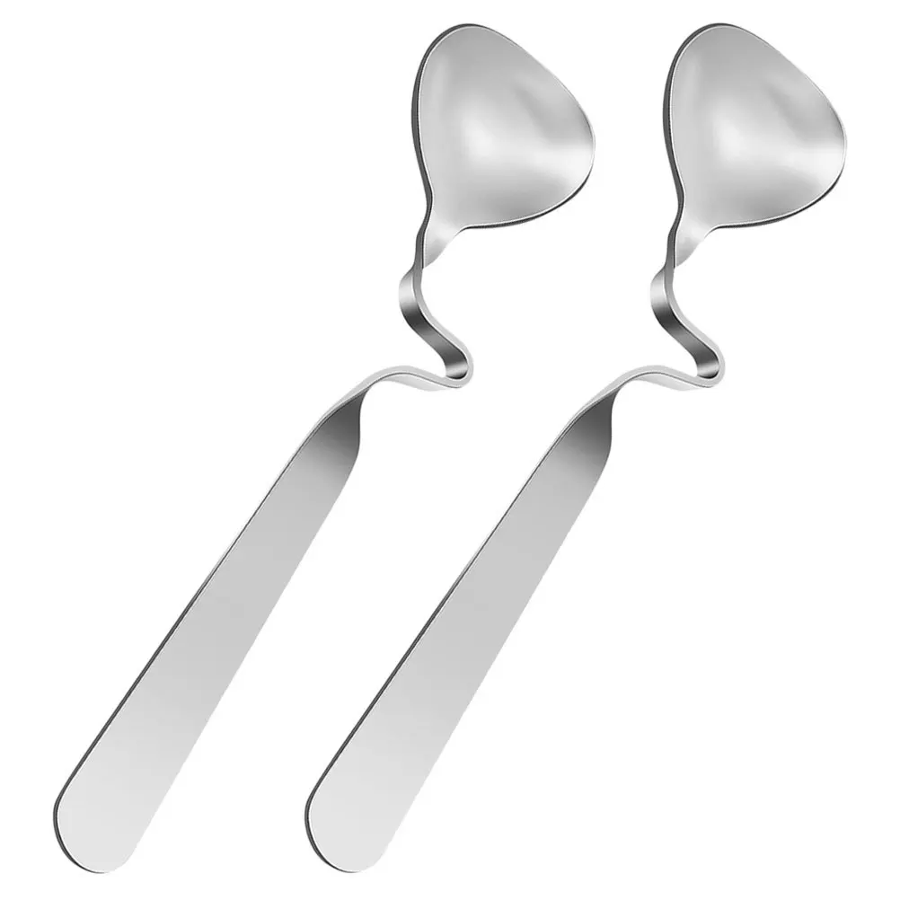 

2Pcs Stainless Steel Coffee Spoons Exquisite Polished Curved Handle Practical for Home Cafe Bar Dessert Spoons