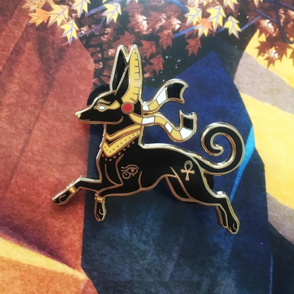 Cartoon Badges Anubis the God of Deasts Pins Badge DIY Backpack Collar Brooch Personality Ancient Egypt  Jewelry for Friends