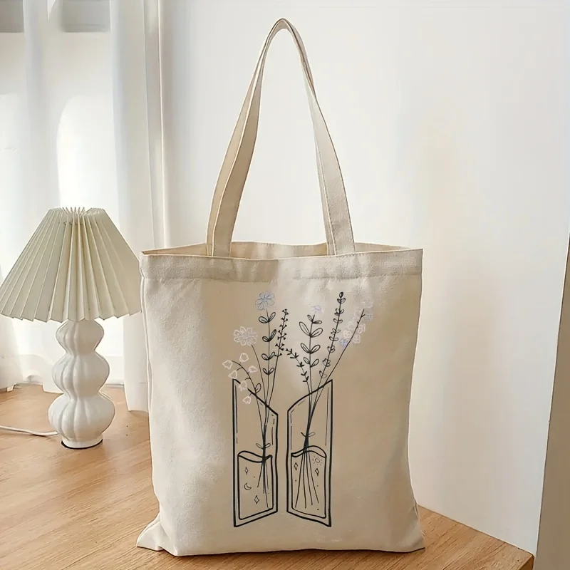 1 Pc Flower Tote Canvas Bag, Army Friend Gift, Bangtan Cloth Bag, Kpop Fan Bag