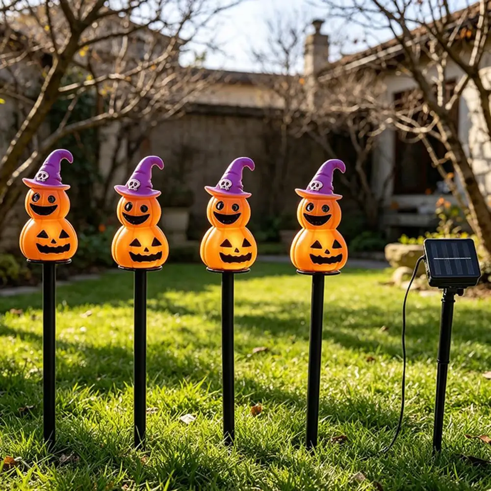 Solar Halloween Stake Lights Led Pathway 4pcs Halloween Solar Ghost Stake Lights 4-in-1 Pumpkin Led Garden Decorations
