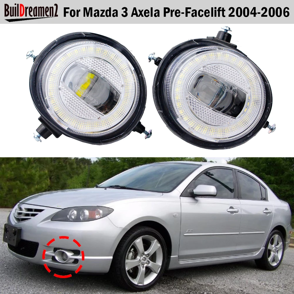 

2 Pieces Car Front Angel Eye LED Fog Light Daylight DRL 30W H11 For Mazda 3 Axela Pre-Facelift 2004 2005 2006 (Not Fit Facelift)