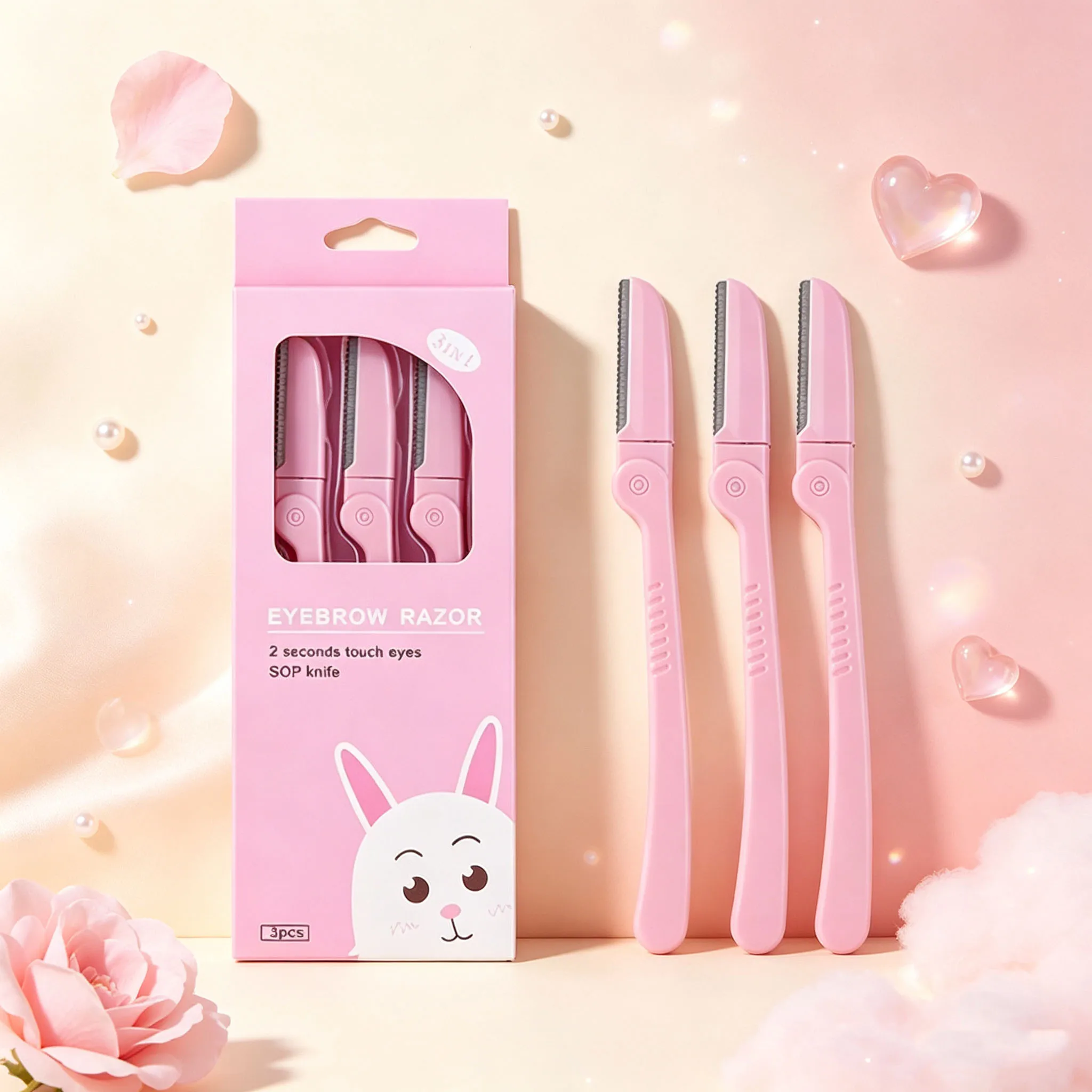 3Pcs/Box Facial Eyebrow Trimmer Kit Makeup Tools Portable Folding Eyebrow Razor Women Girls Hair Remover Blades Eyebrow Shaver