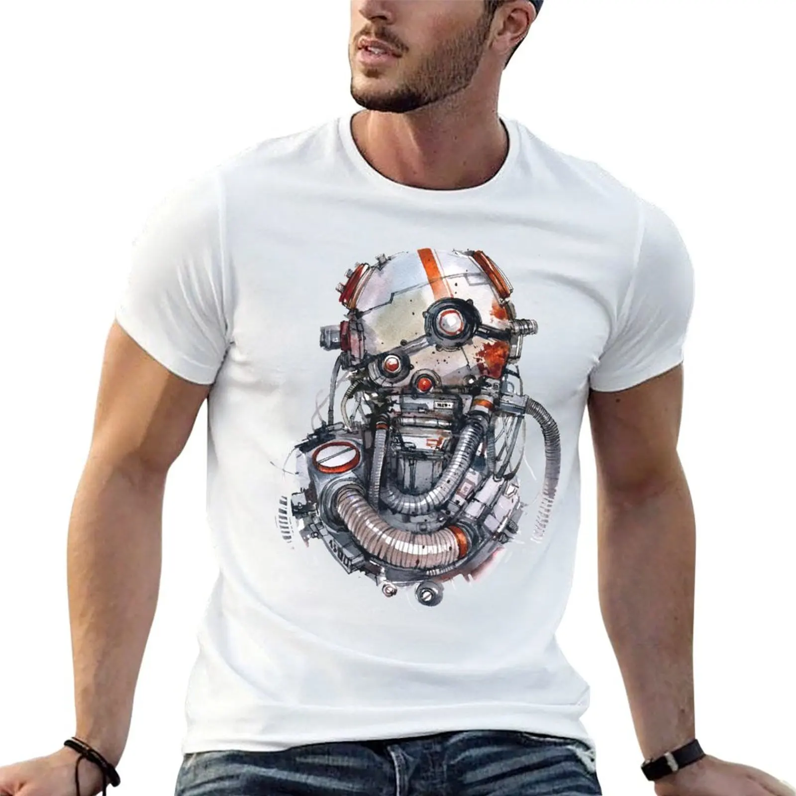 Watercolor Bot 02 T-Shirt Thanksgiving Casual Tee