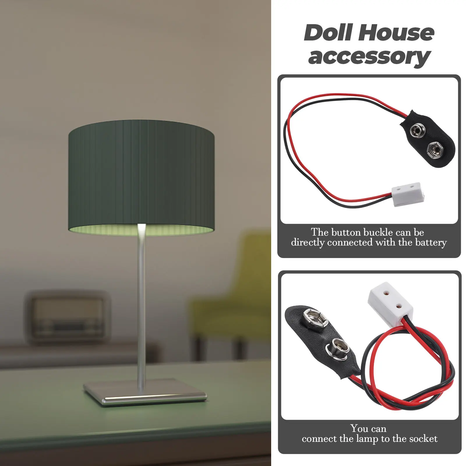 

2Pcs Mini Lamp Connection Wire for 9V Power Supply Light Cable Accessory Suitable for Mini House Table Floor Lamp