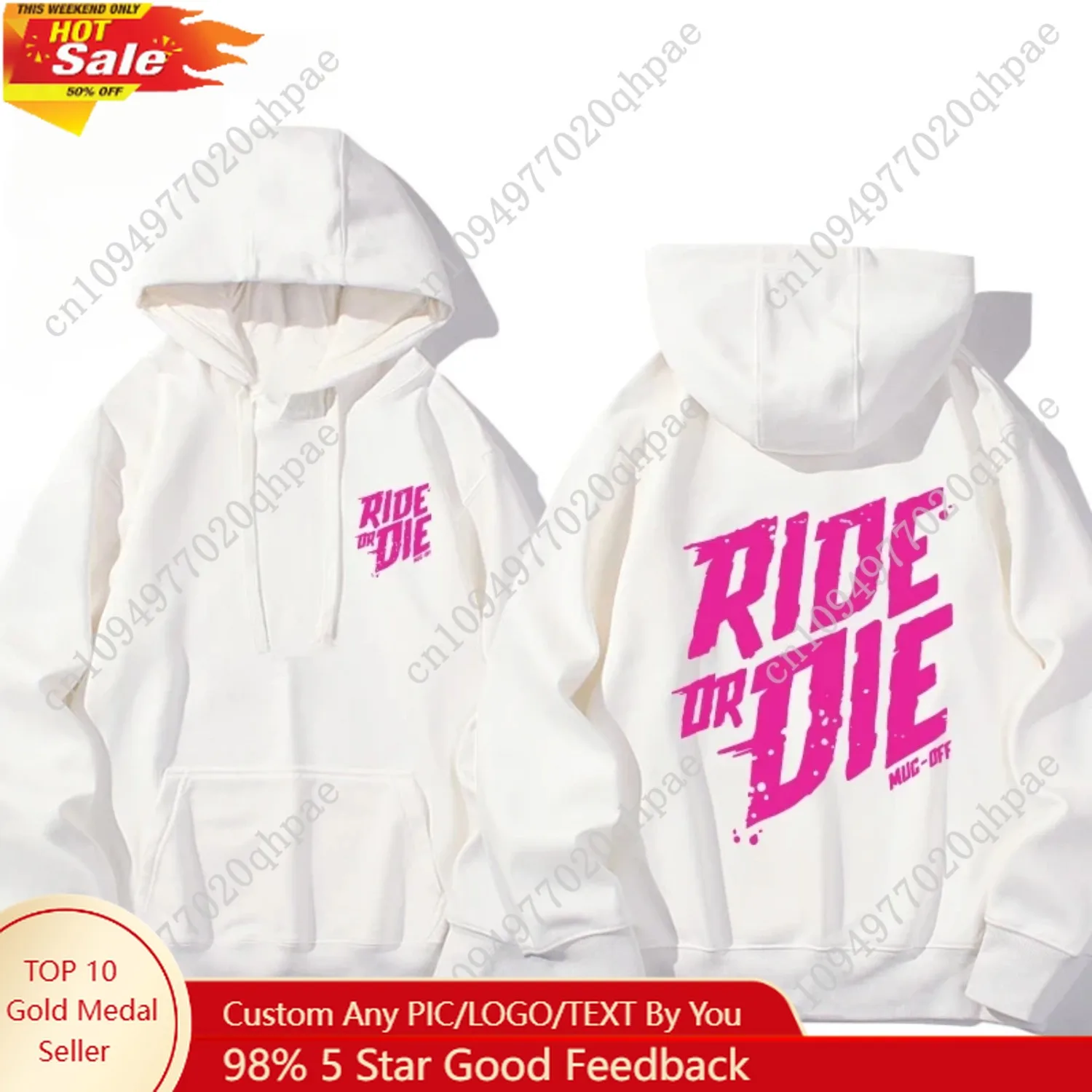 

Muc Off Ride or Die sweatshirt print men's autumn and winter hooded sweatshirt men's and women's casual and stylish hooded top