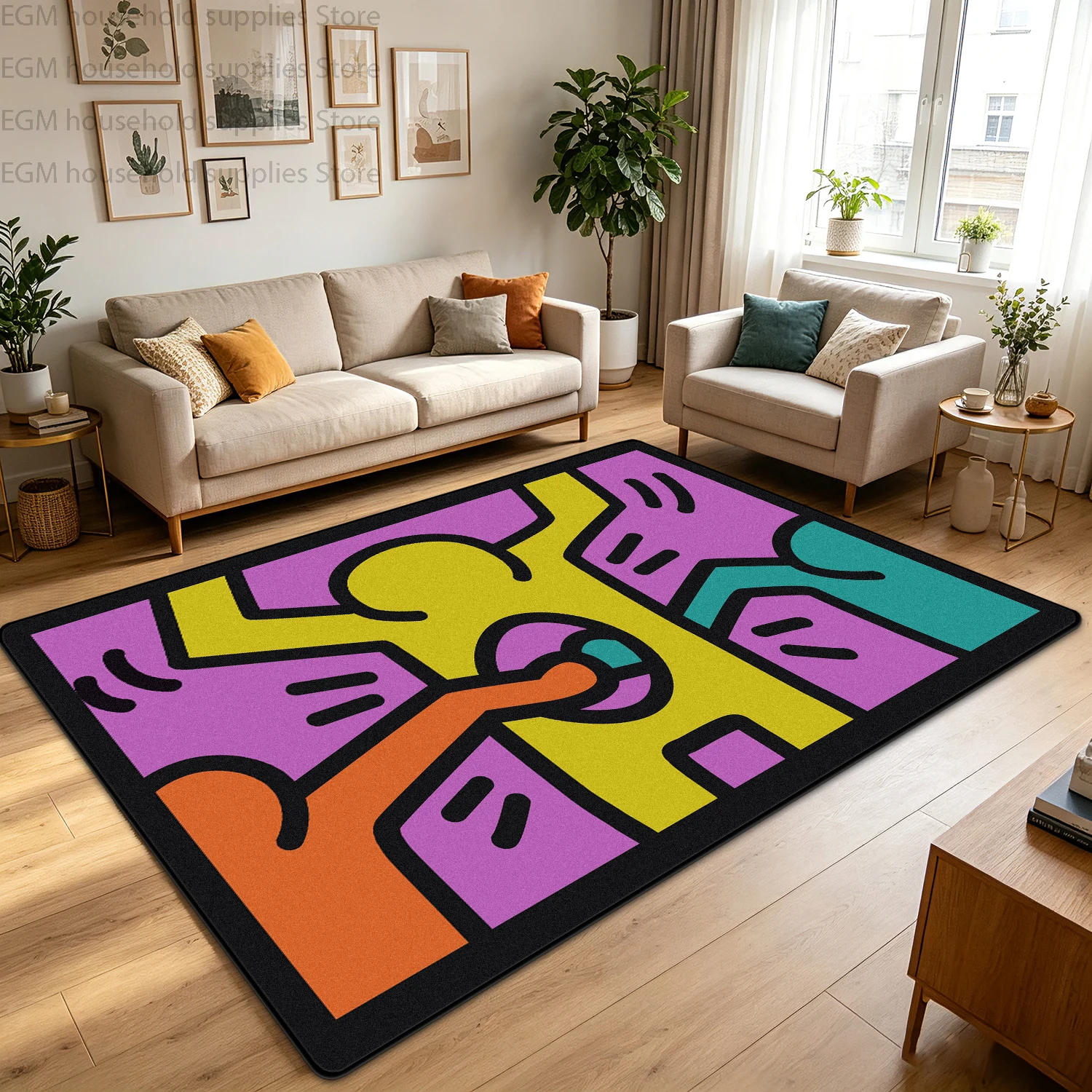 Colorful Abstract Graffiti Pop Art Carpet Living Room Large Rugs Modern Bedroom Decor Washable Non-slip Soft Fluffy Floor Mats - view 4