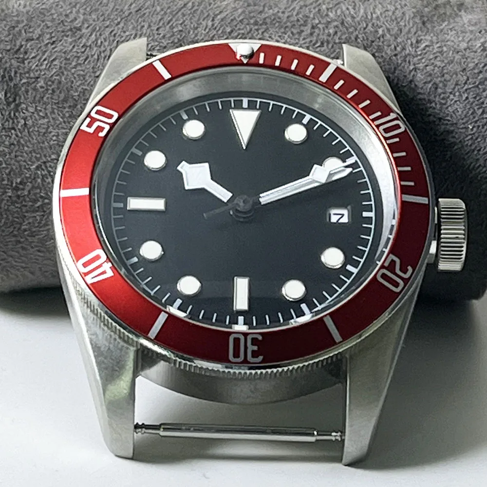 Orologio meccanico da uomo 41 mm Cassa quadrante nero argento vetro zaffiro con cassa automatica in acciaio a giro singolo Miyota8215 (senza cinturino)