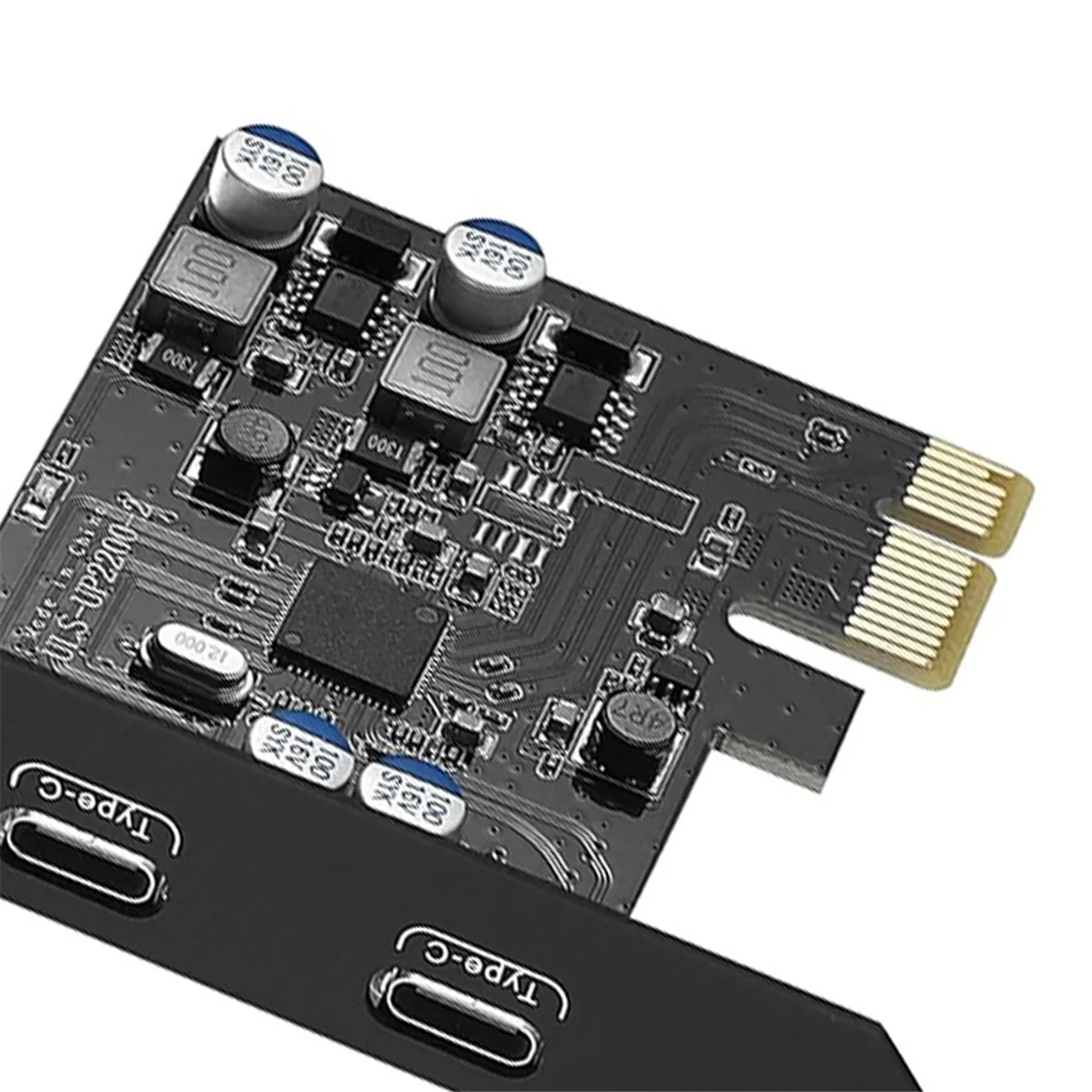 

A46ZZ 5Gbps PCIE 1X to Dual USB C Expansion Card PCI Express X1 to 2Port TYPE-C Extender Convert Card Riser for Computer PC