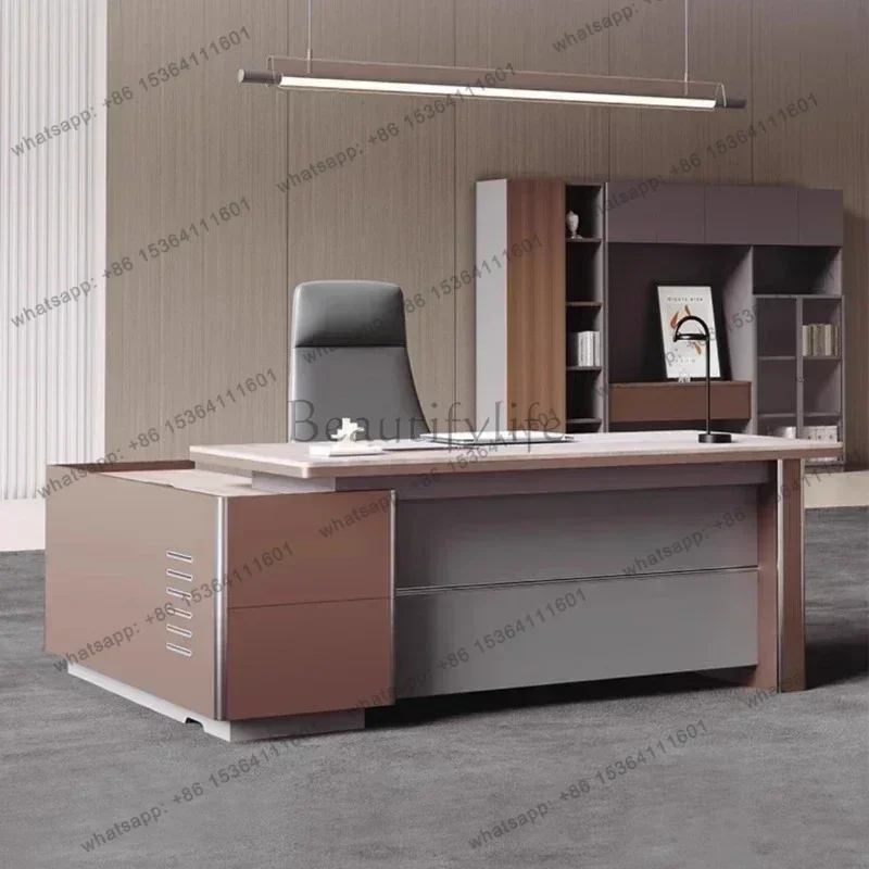 LJY Computer Desk Room Desks Gaming Table Filing Cabinets Storage Locker Furniture Office Desk Luxury Executive President Manage