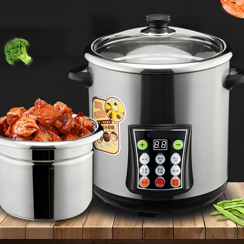 Elektrische Stoofpot Huishoudelijke Roestvrijstalen Waterdichte Witte Porseleinen Elektrische Stoofpot Soep Pap Gezondheid Conservering Pot