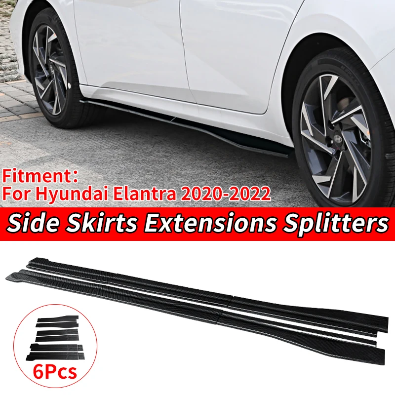 

1 Pair Side Skirts Extension Rocker Panels Lip Skirt Car Decoration Accessories Bright Black For Hyundai Elantra 2020-2022