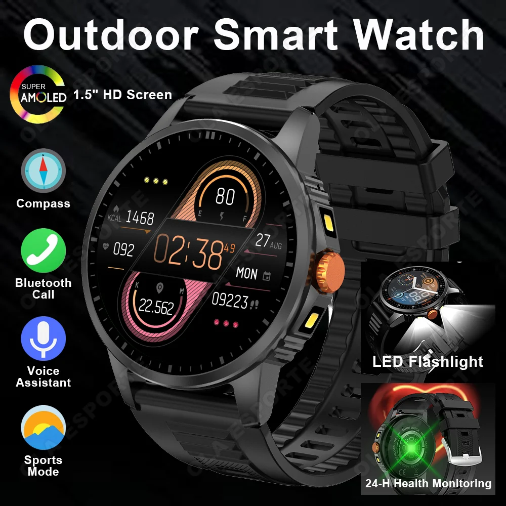 

Новые мужские умные часы, двухцветный фонарик, Bluetooth-вызов, голосовой помощник, несколько спортивных режимов, умные часы, мониторинг здоровья сна