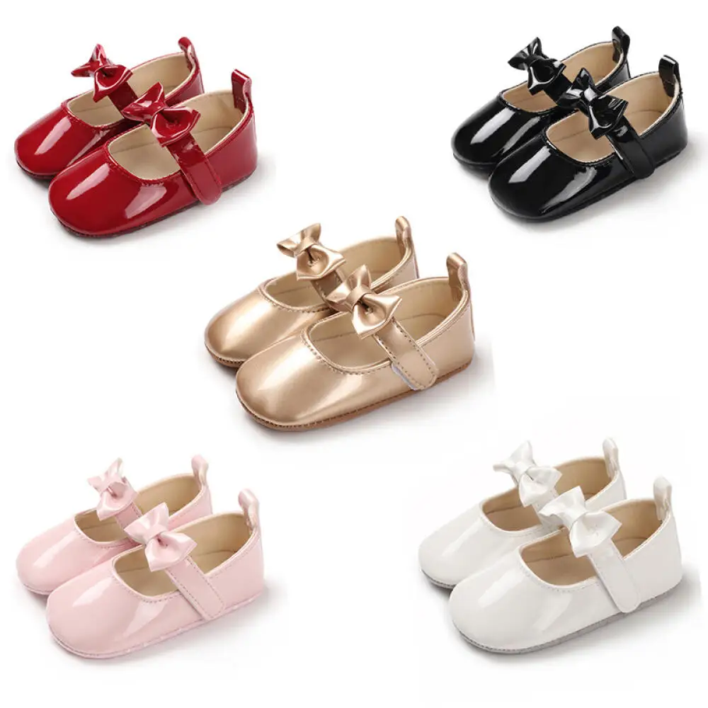 Meckior New Fashion Princess Baby Girl Shoes 5 Color Bow Party Ballet Infant Shoes PU Leather Non-Slip Toddler Shoes