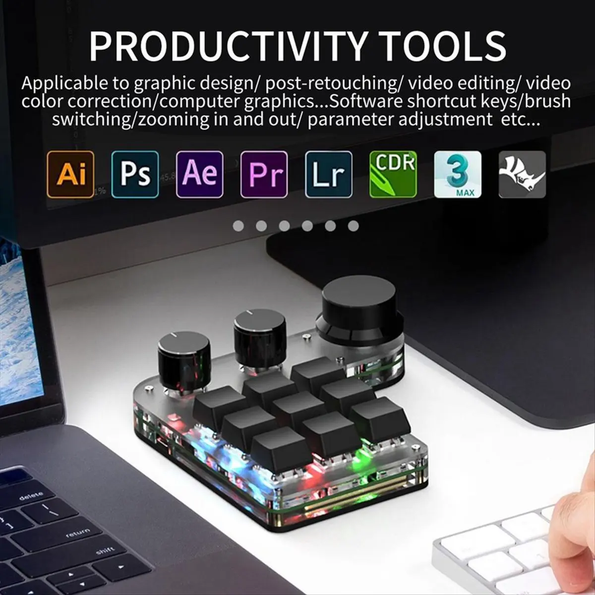 A99X 15 Keys 3 Knobs Programmable Keyboard,Blue Switch Hot Swappable Numpad, Gaming Keyboard with Memory Function Black