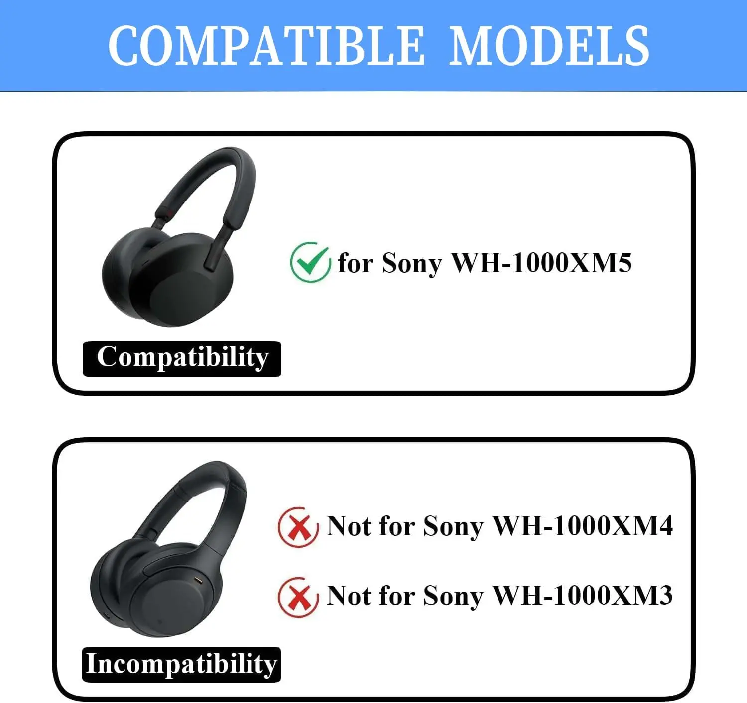 Juego de 3 fundas para auriculares Sony Wh-1000Xm5, fundas para almohadillas para los oídos/fundas para los oídos/funda para diadema, silicona suave a prueba de sudor