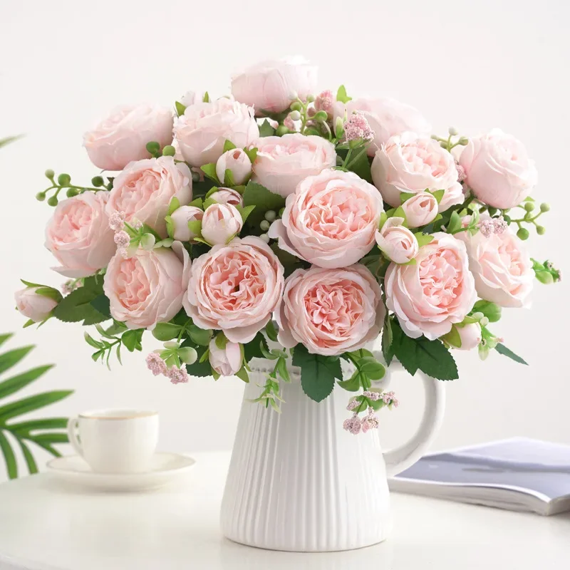 30cm Silk Peony Artificial Flower Bouquet Spring For White Home DIY Decoration Christmas Garden Wedding Office Party Fake Flower