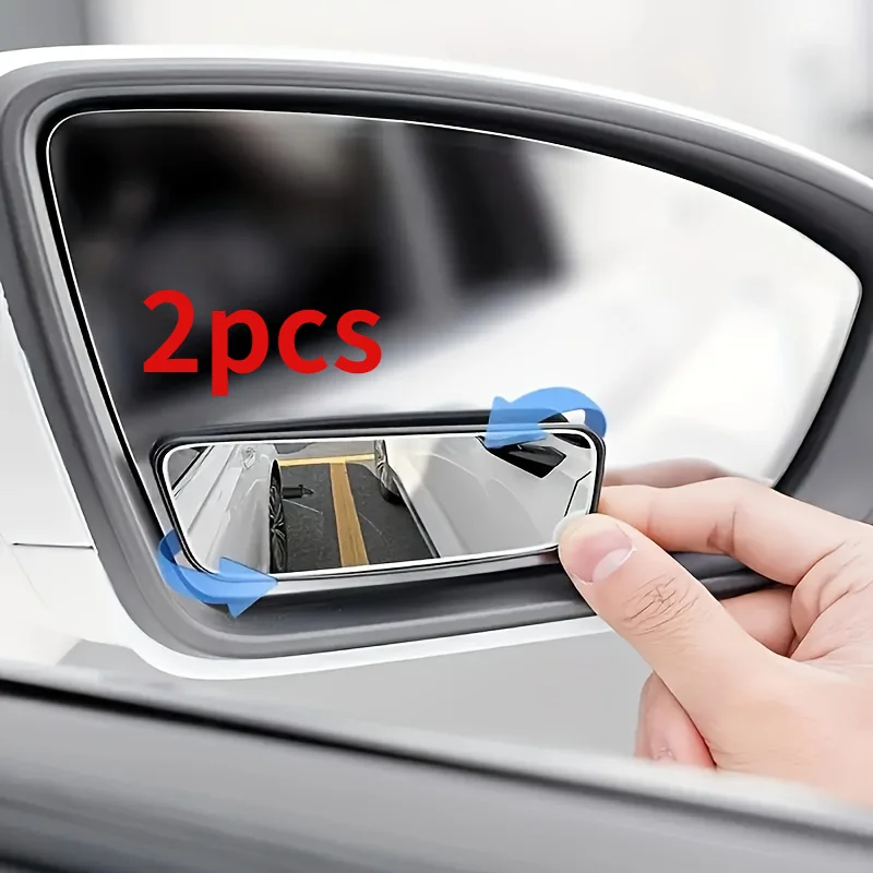 2-piece rectangular high-definition glass frameless convex rearview mirror car reversing assist 360 degree wide-angle