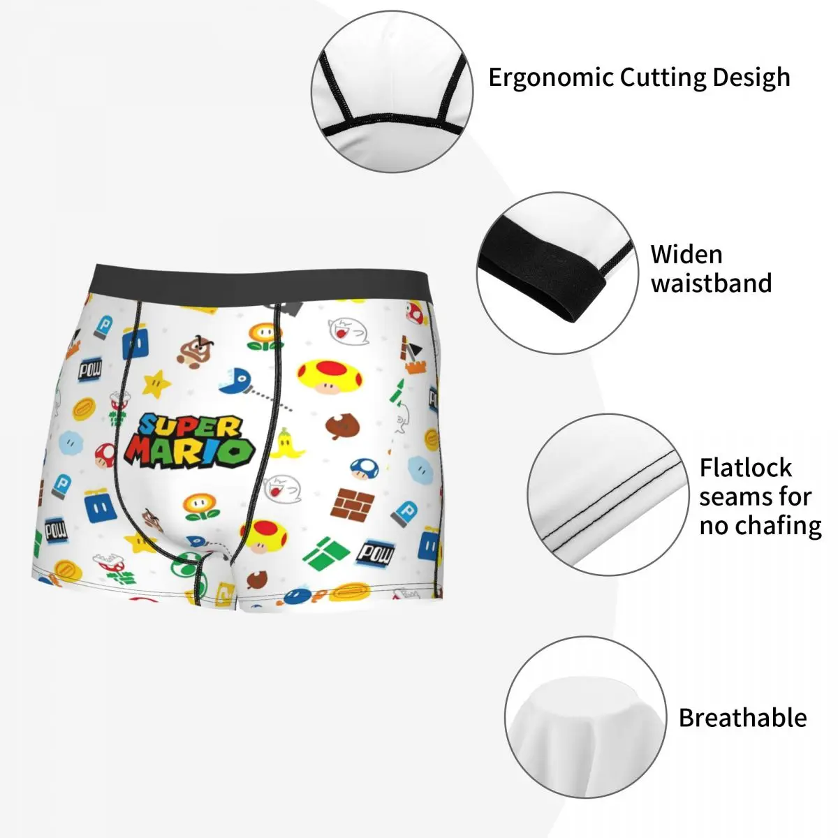 مضحك الملاكم الكرتون ماريوس لعبة السراويل سراويل الرجال الملابس الداخلية لينة السروال للرجال