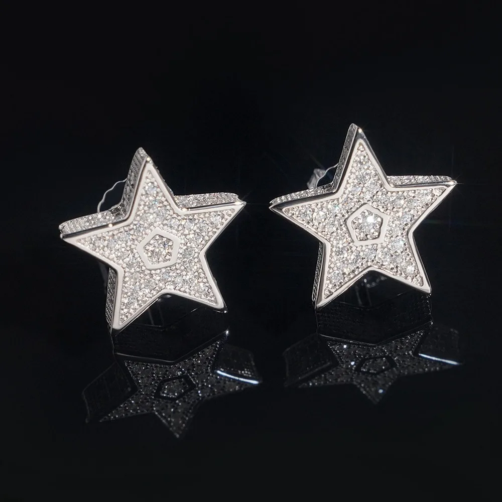 IsRainy 925 Sterling Silver Round Cut All Moissanite GRA Certified Diamong Star Stud Earrings For Women Men Fine Jewelry Gift image 2