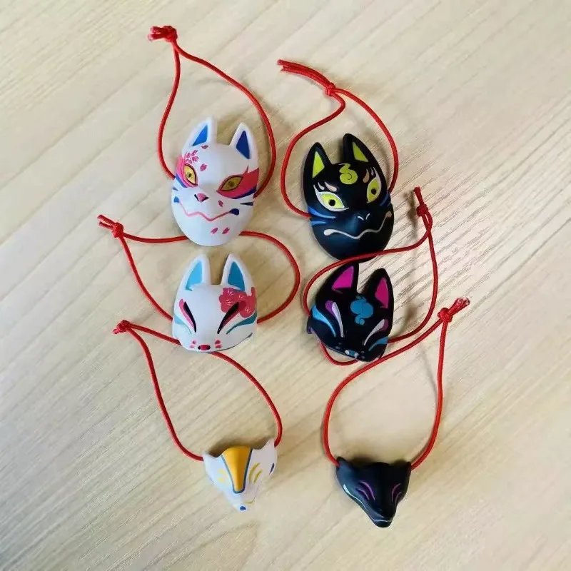 6PCS Japanese Kitsune Fox Mask Mini Props for Anime Figure Doll DIY Display Accessories Mini Model Wholesale