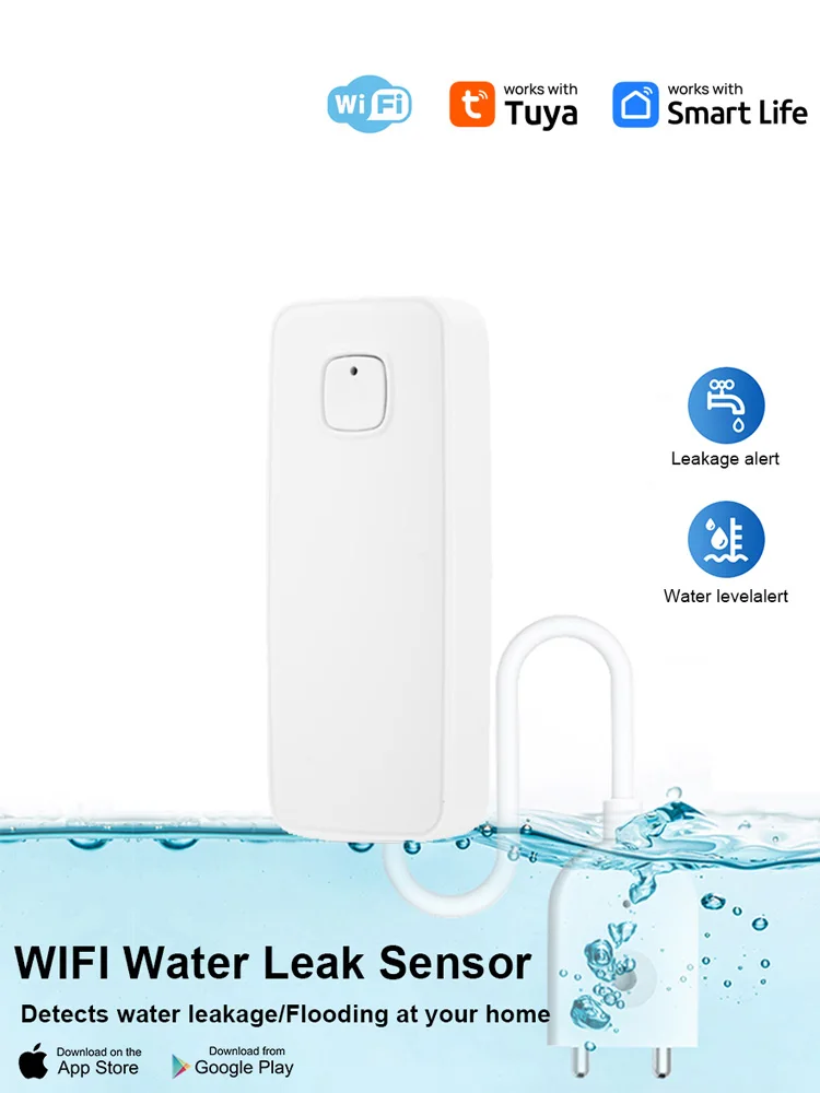 

Smart APP WiFi Water Leak Sensor Water Overflow Level Water Overflow Level Detector Sound Alarm Smart Home Flood Remote Monitor