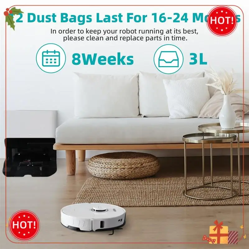 أكياس غبار أجزاء بديلة ABLE لـ Roborock S8+/S8 Pro Ultra/S7 Maxv Ultra /S7 Pro Ultra/Q7+/Q7 Max+/Q5+ مستند فارغ ذاتي الفراغ