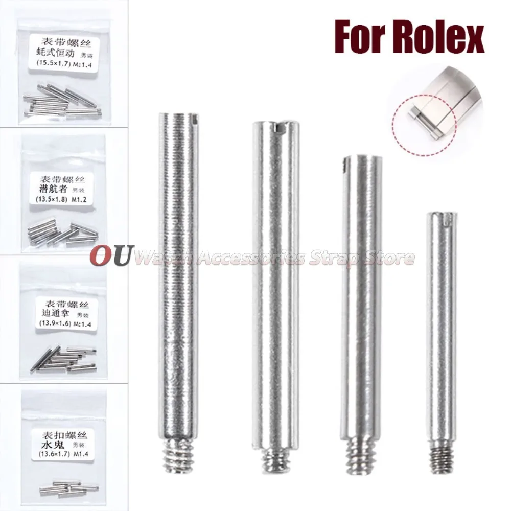 Pulseira de Relógio de Aço Inoxidável para Rolex, Parafuso de Fecho de Relógio, Pino de Elo, Peças de Reposição, Kits de Ferramentas para Reparo de Relógios, Acessórios