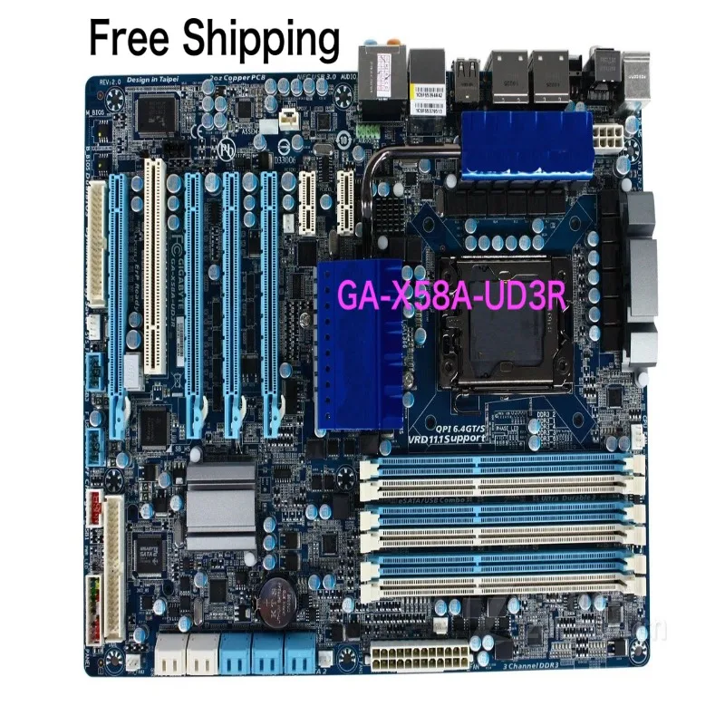 For Gigabyte GA-X58A-UD3R Motherboard USB 3.0 LGA 1366 DDR3 X58 Mainboard 100% Tested OK Fully Work Free Shipping