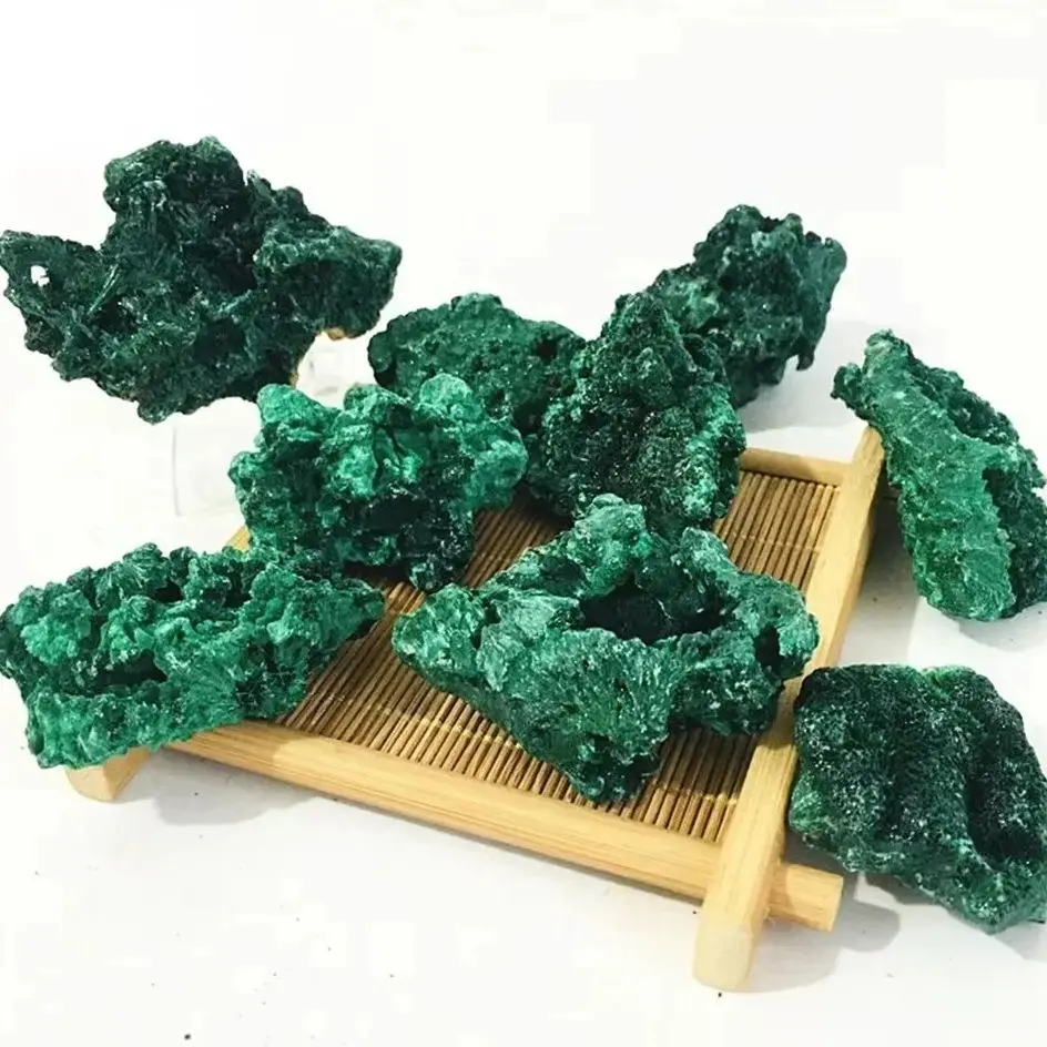 Natural Green Malachite Raw Stone Rough Crystal Clastic Rock Cube Collectible Gravel Minerals Specimen for Home Garden Decor