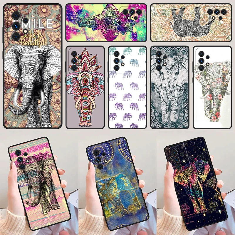 Elephant Mandala Aztec For Samsung Galaxy A52 A72 A73 A20e A21S A50 A70 A11 A12 A42 A31 A40 A51 A71 A32 A80 A91 Phone Case