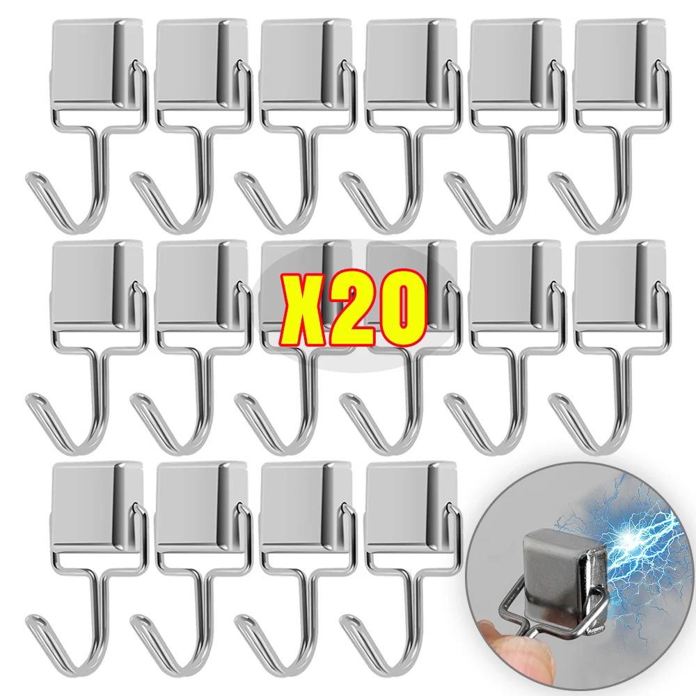 20/1Pcs Multi-Purpose Magnetic Hook Strong Heavy Duty Metal Magnet Hanging Holder Home Kitchen Bar Storage Hook Bathroom Hangers