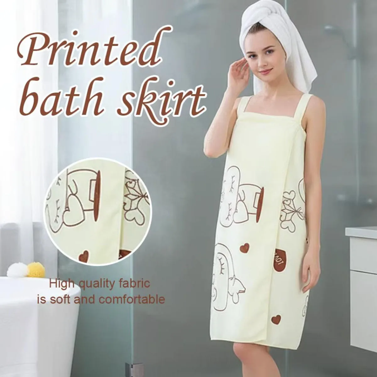 

1PC Bath Skirt Bathrobe Wearable Towel Soft Absorbent Bath Quick Drying Skin Friendly Lightweight Bathrobe Bath Towel Beach Dres