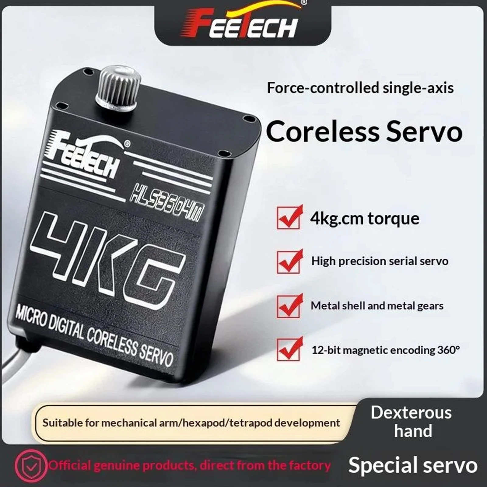 Feetech HLS3604 Digital Coreless 4.5KG High Precision 360° AI Embodied Intelligent Smallest Dexterous Hand Serial Bus Servo