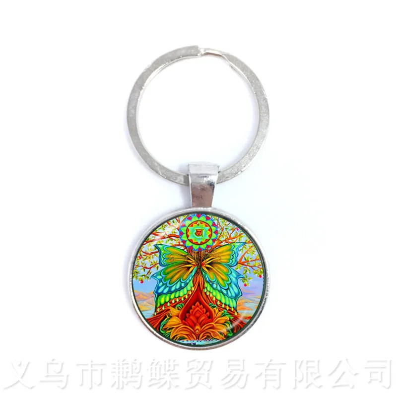 Tree Of Life Pattern Picture Vintage keychains Time Glass Dome Jewellery Pendant Keyring Glass Ornaments Gift For Friends