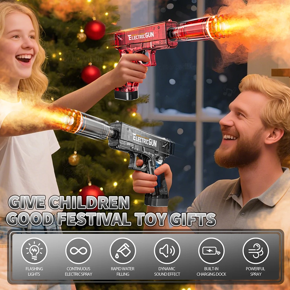 HUIQIBAO مسدس كهربائي لعبة الدخان بندقية الرماية مع ألعاب خفيفة لعبة الوالدين التفاعلية للأطفال هدية عيد ميلاد الكبار