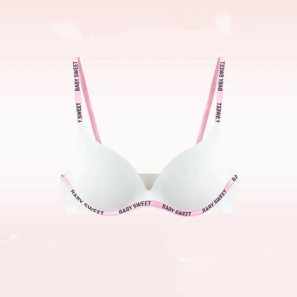Удобный ультратонкий беспроводной бюстгальтер с надписью, 3/4 чашки, регулируемый ремешок, глубокий V-образный вырез, бесшовный бюстгальтер в корейском стиле, противоскользящий пляжный бюстгальтер пуш-ап